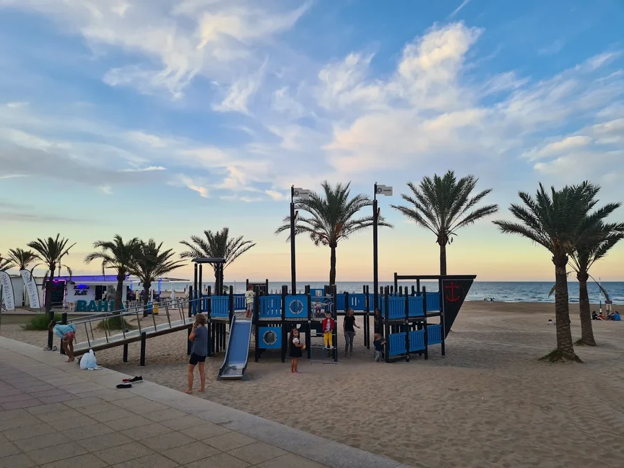 pirate ship playground on Gandía seafront promenade